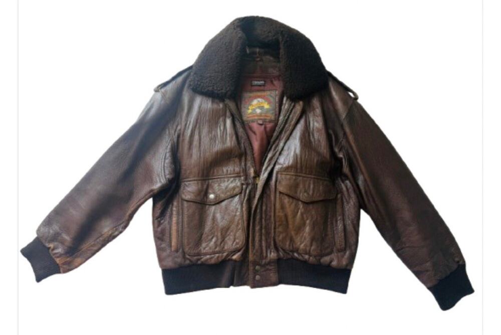 STUNNING Soft USAF Brown Sheepskin VTG Aviator Pilot Bomber Jacket -Men’s Large